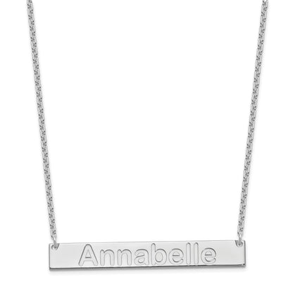Sterling Silver Silver/Rhod Plated Large Arial Rounded Bar Necklace