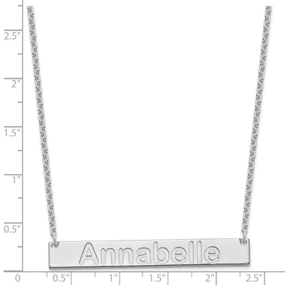 Sterling Silver Silver/Rhod Plated Large Arial Rounded Bar Necklace