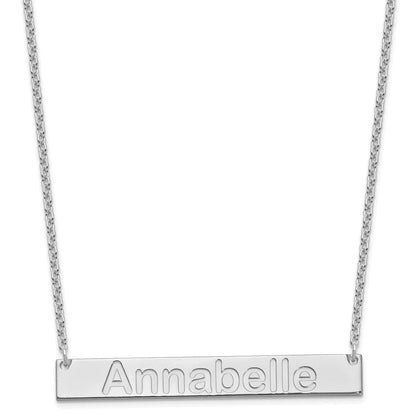 Sterling Silver Silver/Rhod Plated Large Arial Rounded Bar Necklace