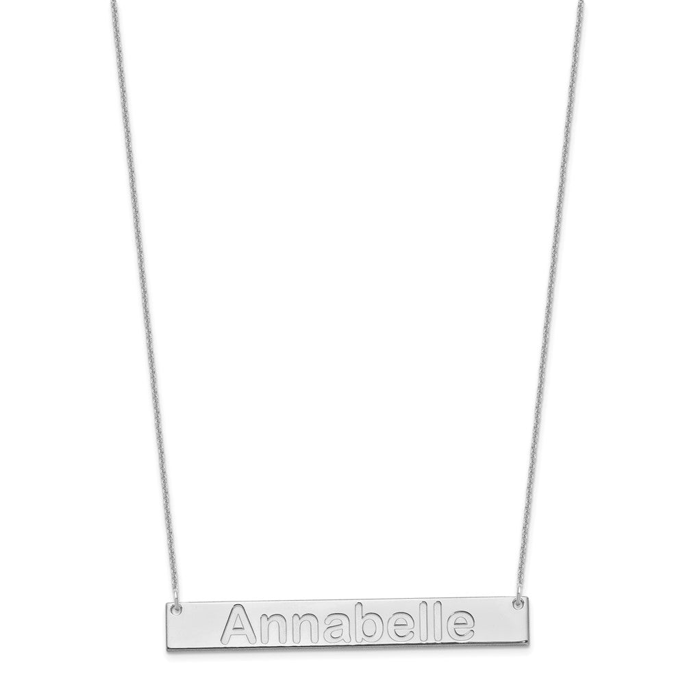 14K White Gold Large Arial Rounded Bar Necklace