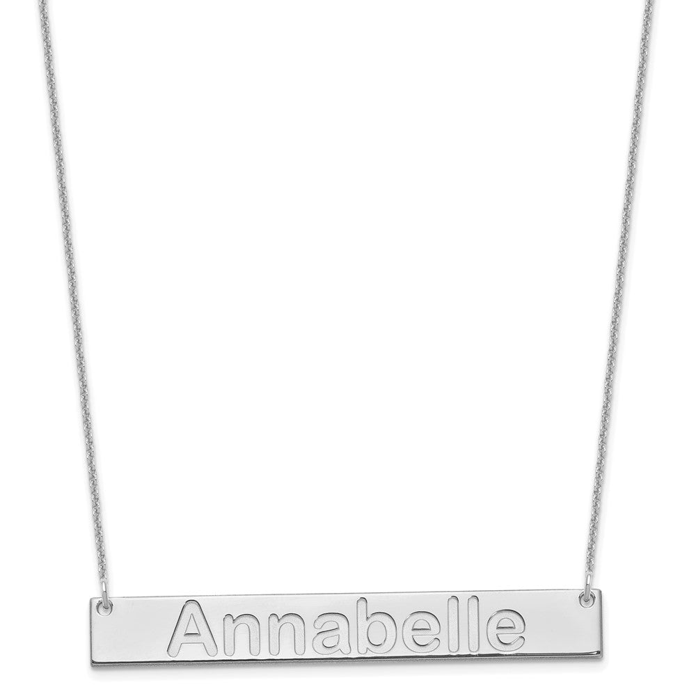 14K White Gold Large Arial Rounded Bar Necklace