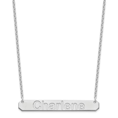 Sterling Silver Silver/Rhodium Plated Large Arial Rounded Bar Necklace