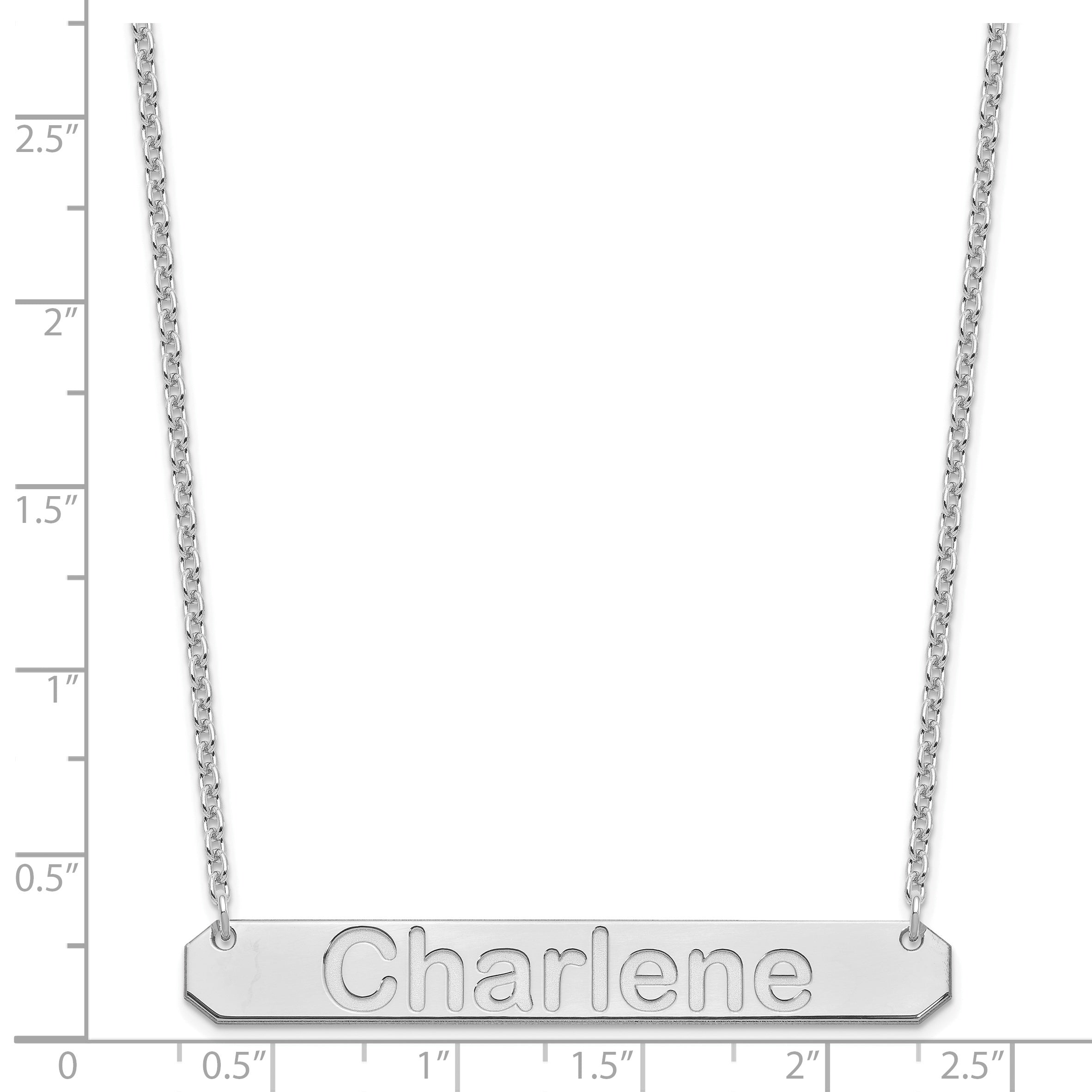 Sterling Silver Silver/Rhodium Plated Large Arial Rounded Bar Necklace