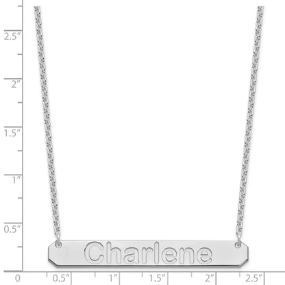 Sterling Silver Silver/Rhodium Plated Large Arial Rounded Bar Necklace