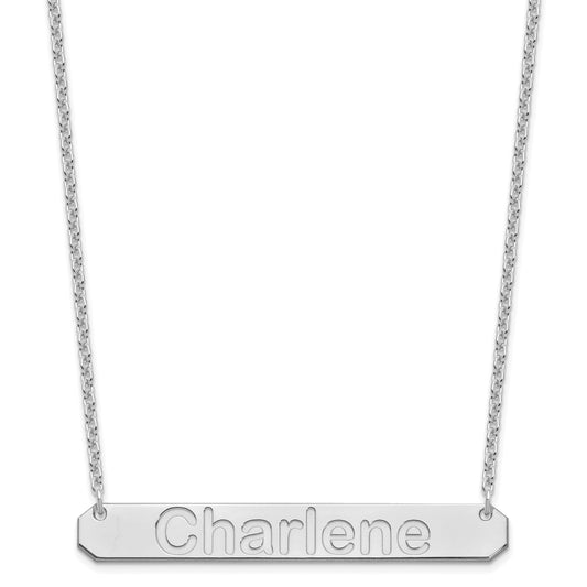 Sterling Silver Silver/Rhodium Plated Large Arial Rounded Bar Necklace