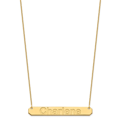 14K Yellow Gold Large Arial Rounded Bar Necklace