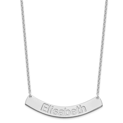 Sterling Silver Rhodium Plated Large Arial Rounded Curved Bar Necklace