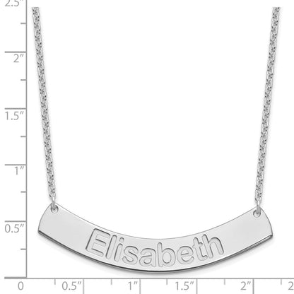 Sterling Silver Rhodium Plated Large Arial Rounded Curved Bar Necklace