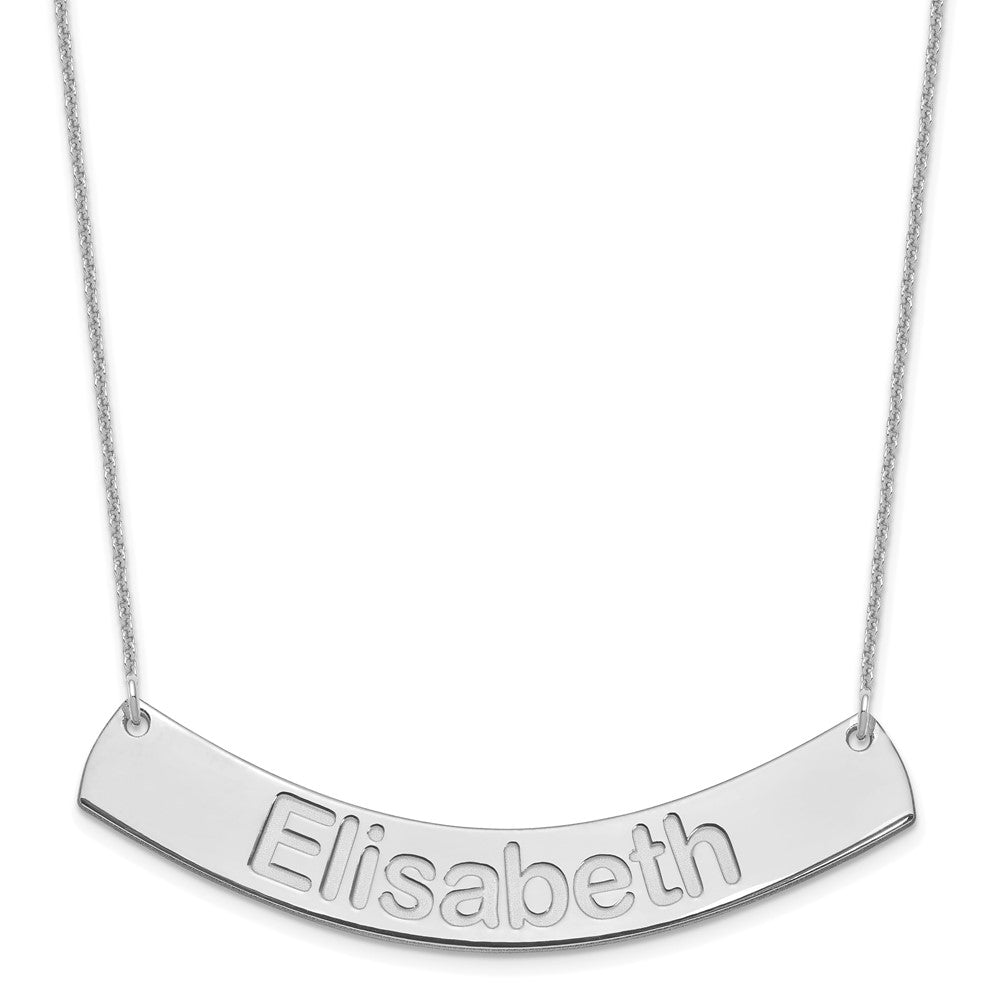 14K White Gold Large Arial Rounded Curved Bar Necklace