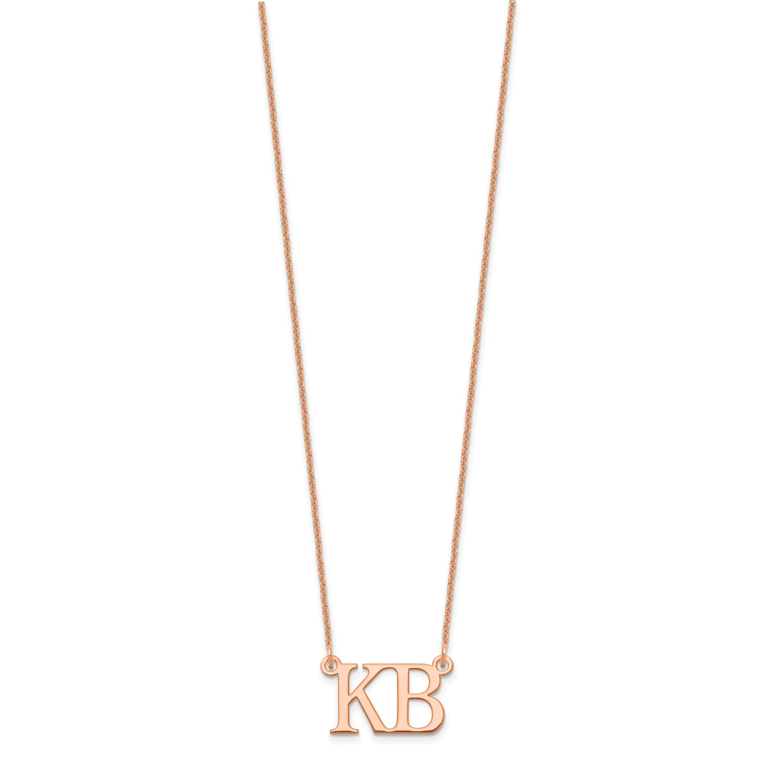 14K Rose Gold Large 2 Initial Necklace