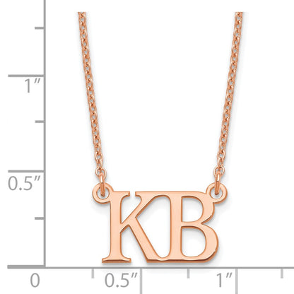 Rose Plated Sterling Silver/Rose Large 2 Initial Necklace