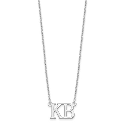 Sterling Silver Silver/Rhodium Plated Large 2 Initial Necklace