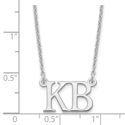 Sterling Silver Silver/Rhodium Plated Large 2 Initial Necklace