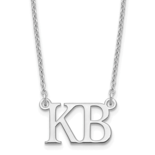 Sterling Silver Silver/Rhodium Plated Large 2 Initial Necklace