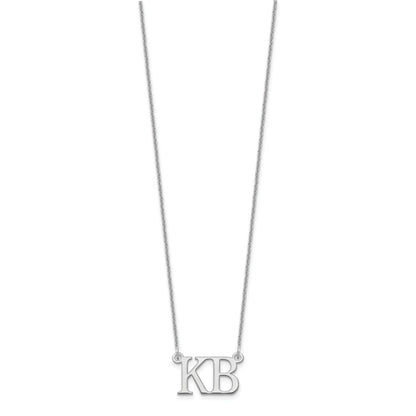 14K White Gold Large 2 Initial Necklace