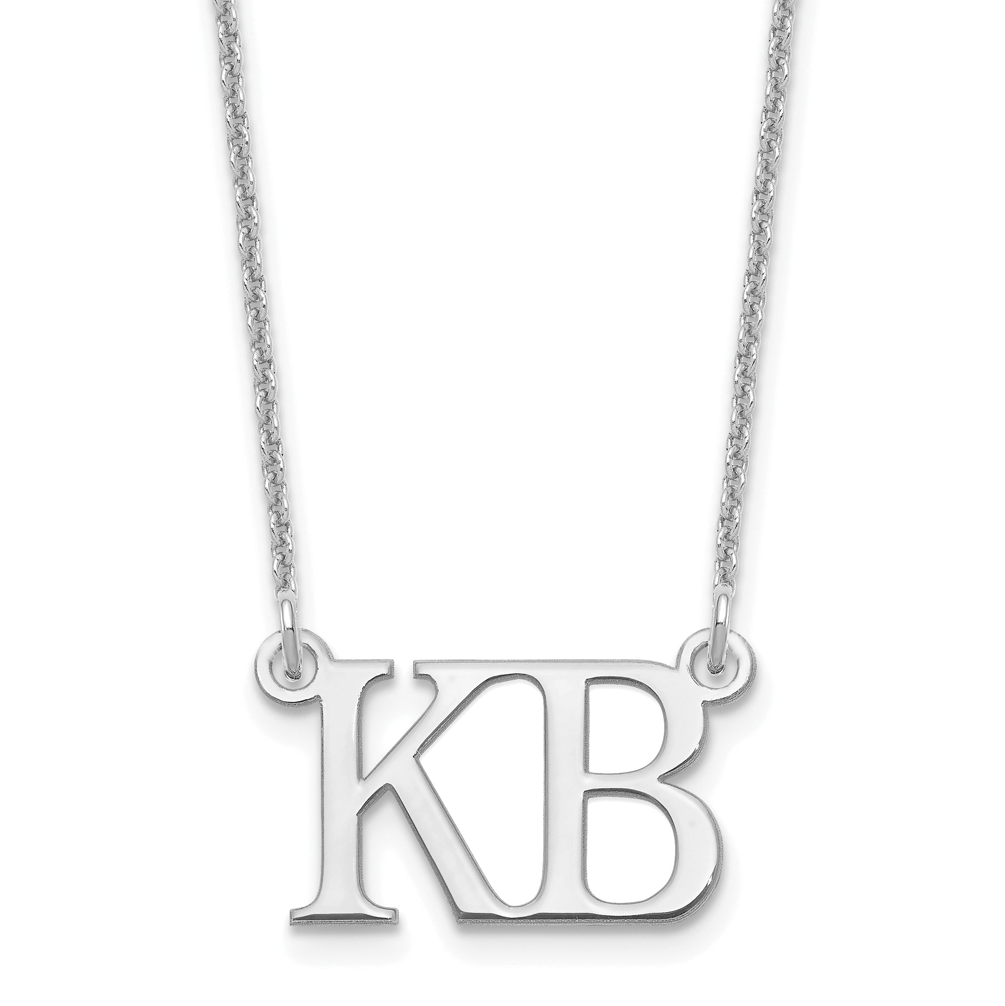 14K White Gold Large 2 Initial Necklace