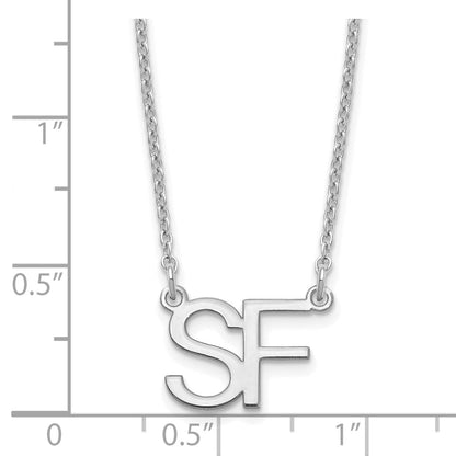 Sterling Silver Silver/Rhodium Plated Large 2 Initial Necklace