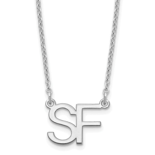 Sterling Silver Silver/Rhodium Plated Large 2 Initial Necklace
