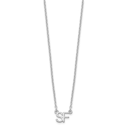 Sterling Silver Silver/Rhodium Plated Small 2 Initial Necklace