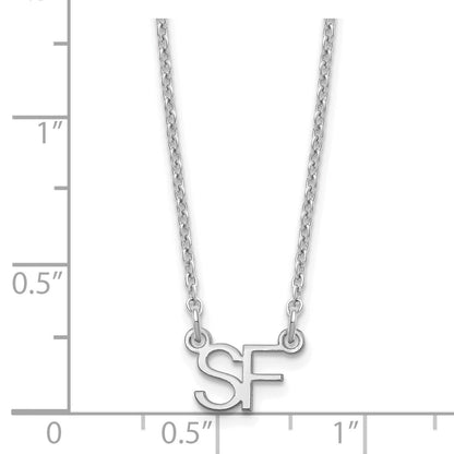 Sterling Silver Silver/Rhodium Plated Small 2 Initial Necklace