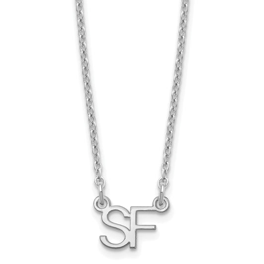 Sterling Silver Silver/Rhodium Plated Small 2 Initial Necklace