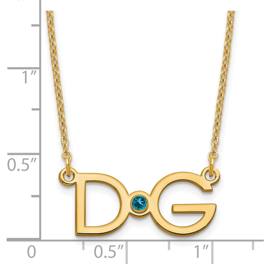 Gold Plated Sterling Silver/Gold Large 2 Initial With Birthstone Necklace