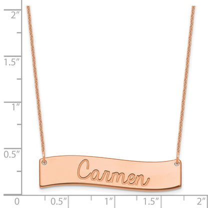 14K Rose Gold Medium Always In My Heart Curved Bar Necklace