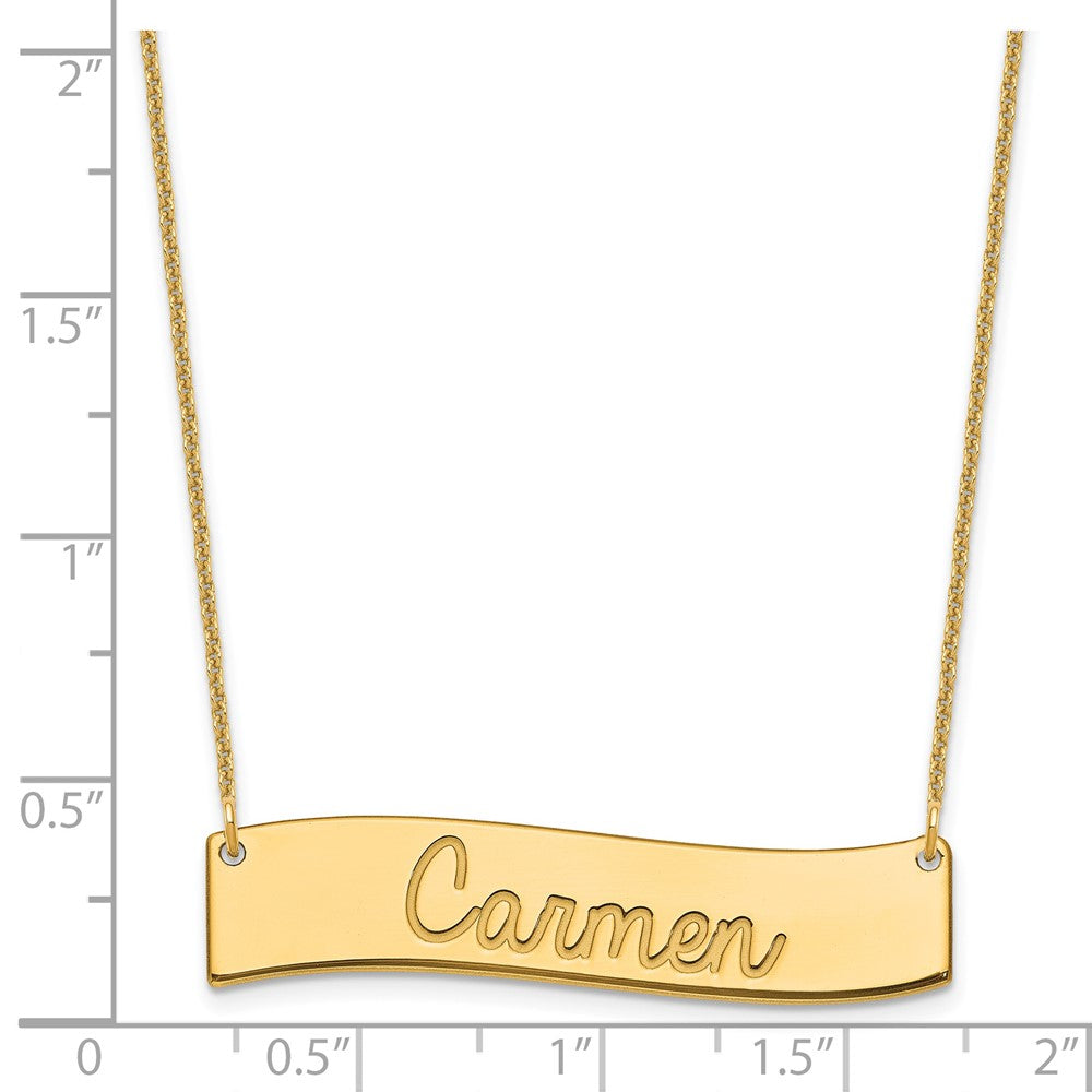 14K Yellow Gold Medium Always In My Heart Curved Bar Necklace