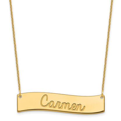 14K Yellow Gold Medium Always In My Heart Curved Bar Necklace