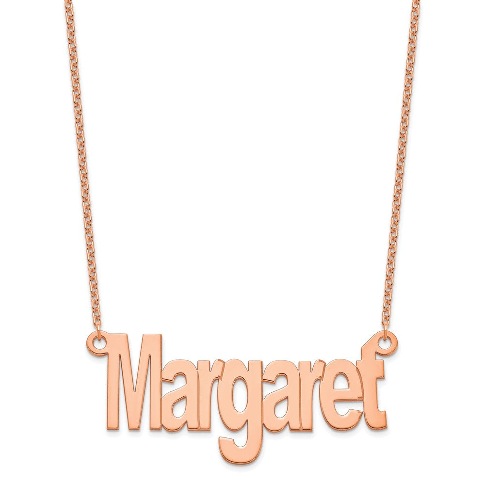 Rose Plated Sterling Silver/Rose Large Name Plate Necklace