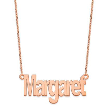 Rose Plated Sterling Silver/Rose Large Name Plate Necklace