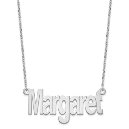 Sterling Silver Silver/Rhodium Plated Large Name Plate Necklace