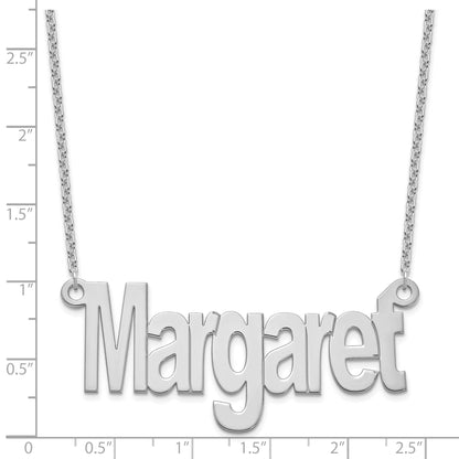 Sterling Silver Silver/Rhodium Plated Large Name Plate Necklace