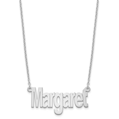 Sterling Silver Silver/Rhodium Plated Small Name Plate Necklace