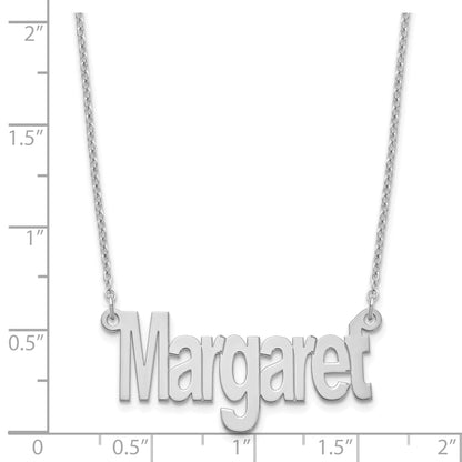 Sterling Silver Silver/Rhodium Plated Small Name Plate Necklace