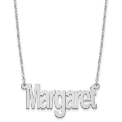 Sterling Silver Silver/Rhodium Plated Small Name Plate Necklace