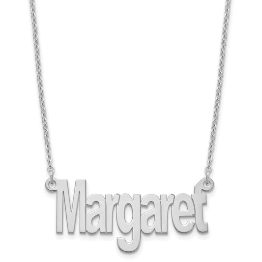 Sterling Silver Silver/Rhodium Plated Small Name Plate Necklace