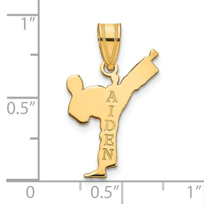 14K Yellow Gold Personalized Boy Karate Pendant