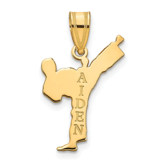 14K Yellow Gold Personalized Boy Karate Pendant
