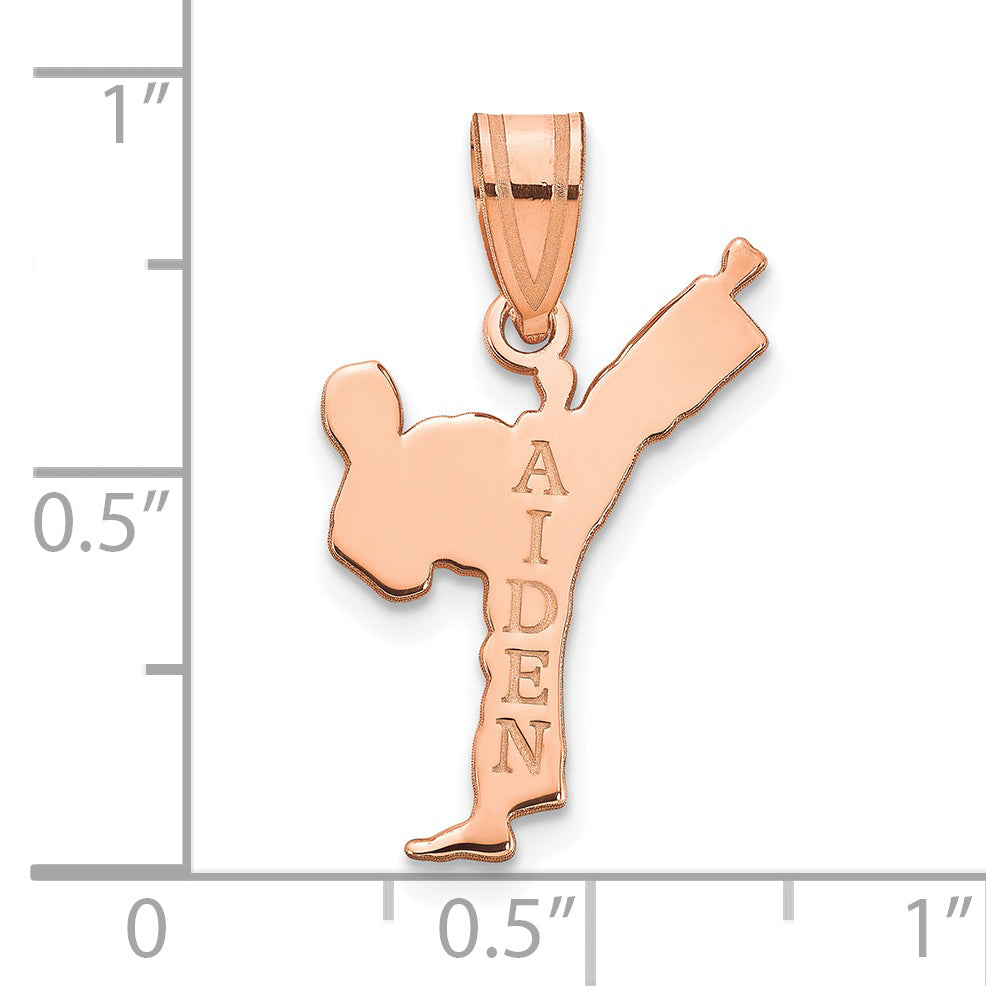 14K Rose Gold Personalized Boy Karate Pendant