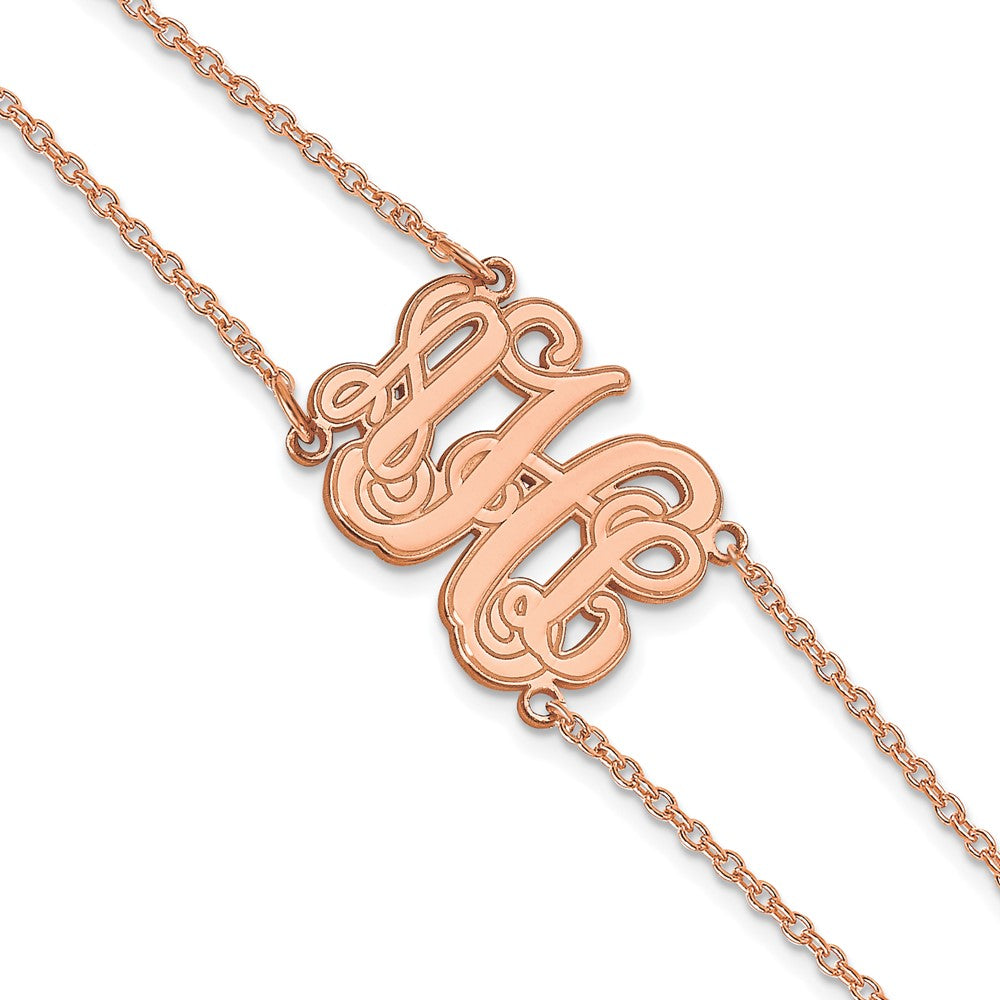 14K Rose Gold Double Chain Etched Monogram Bracelet
