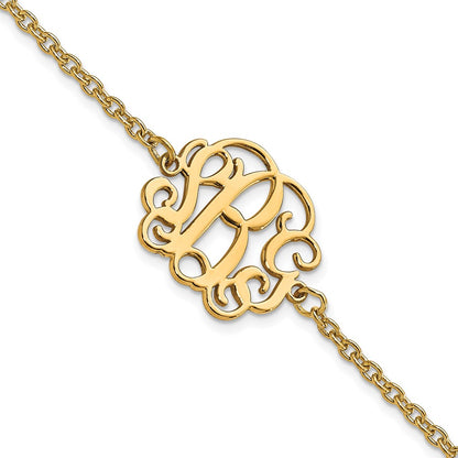 Gold Plated Sterling Silver/Rhodium Monogram Bracelet