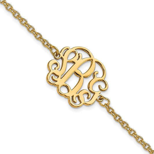 Gold Plated Sterling Silver/Rhodium Monogram Bracelet