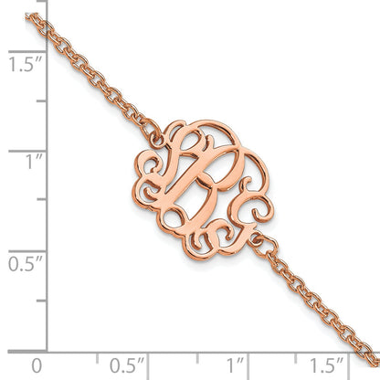 Rose Plated Sterling Silver/Rose Monogram Bracelet