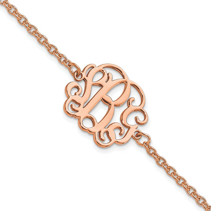 Rose Plated Sterling Silver/Rose Monogram Bracelet