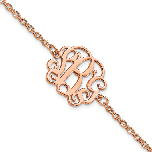 Rose Plated Sterling Silver/Rose Monogram Bracelet
