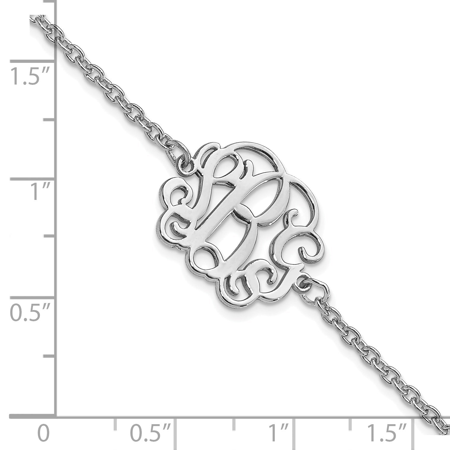 Sterling Silver Silver/Rhodium Plated Monogram Bracelet