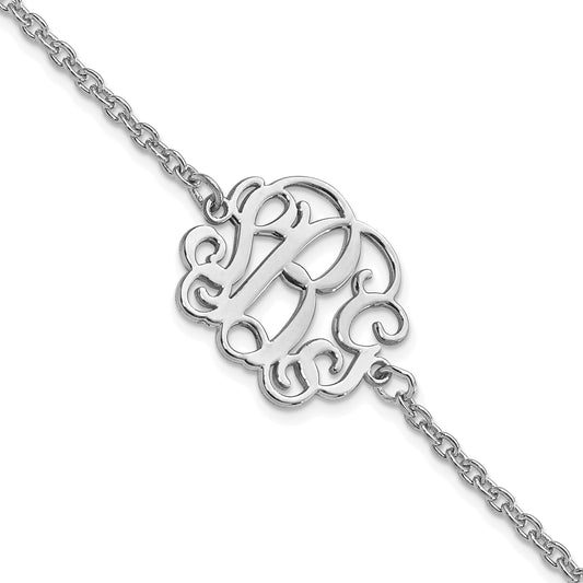 Sterling Silver Silver/Rhodium Plated Monogram Bracelet