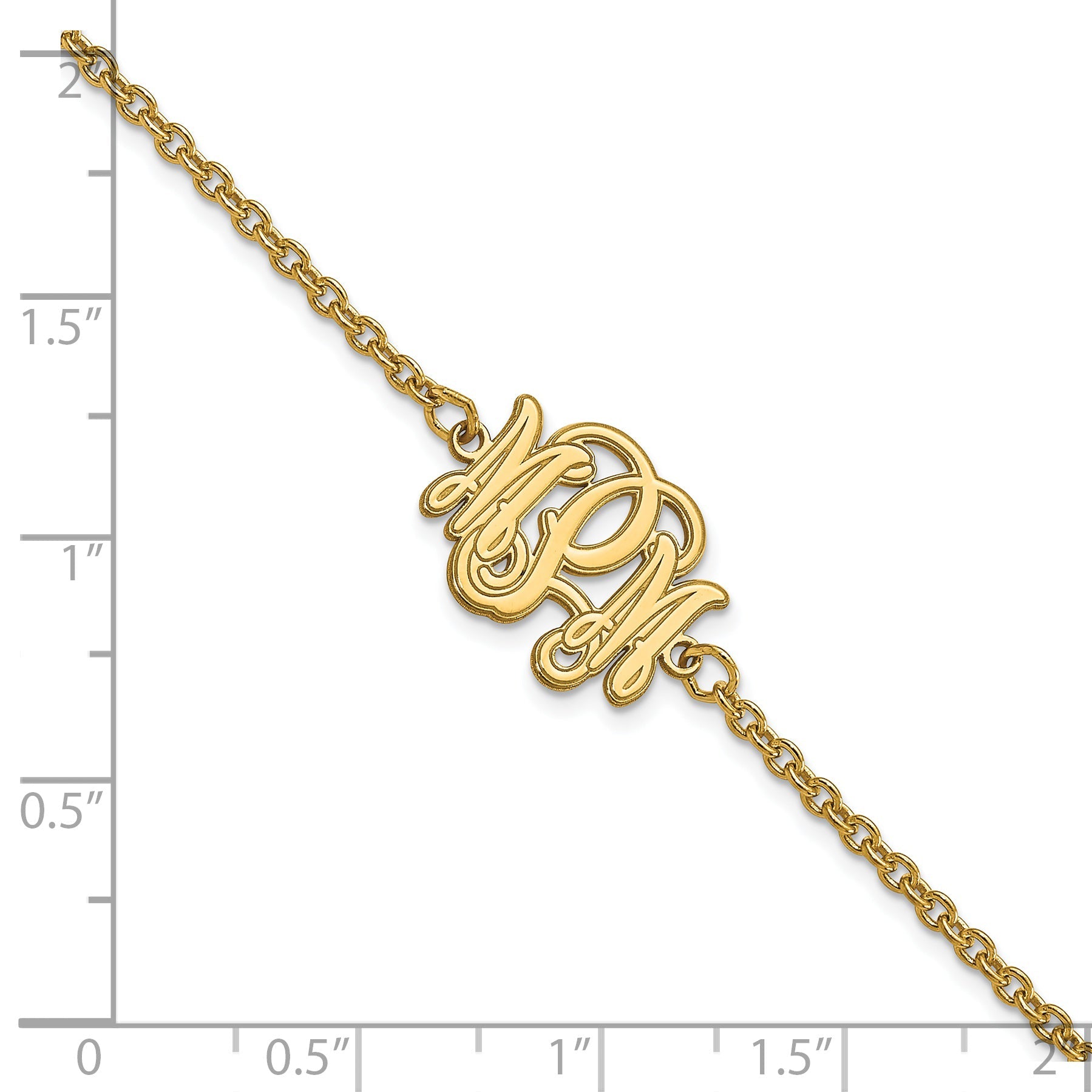 Gold Plated Sterling Silver/Gold Etched Monogram Bracelet