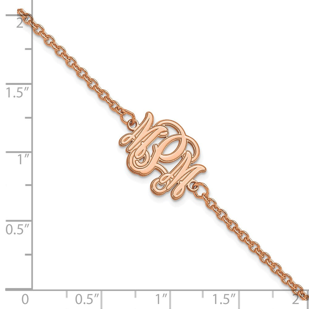 Rose Plated Sterling Silver/Rose Etched Monogram Bracelet